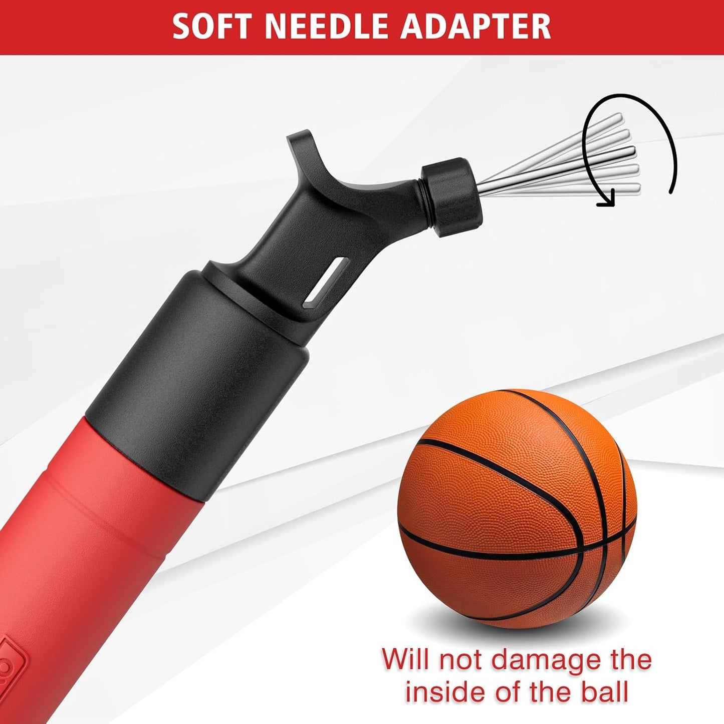 Ball Pump,Air Ball Pump Sports Ball Pump with 5 Needles,Air Pump,Nozzle, Push & Pull Inflator System, Perfect for Volleyball, Basketball, Football, Soccer, Water Polo,Swim Inflatables