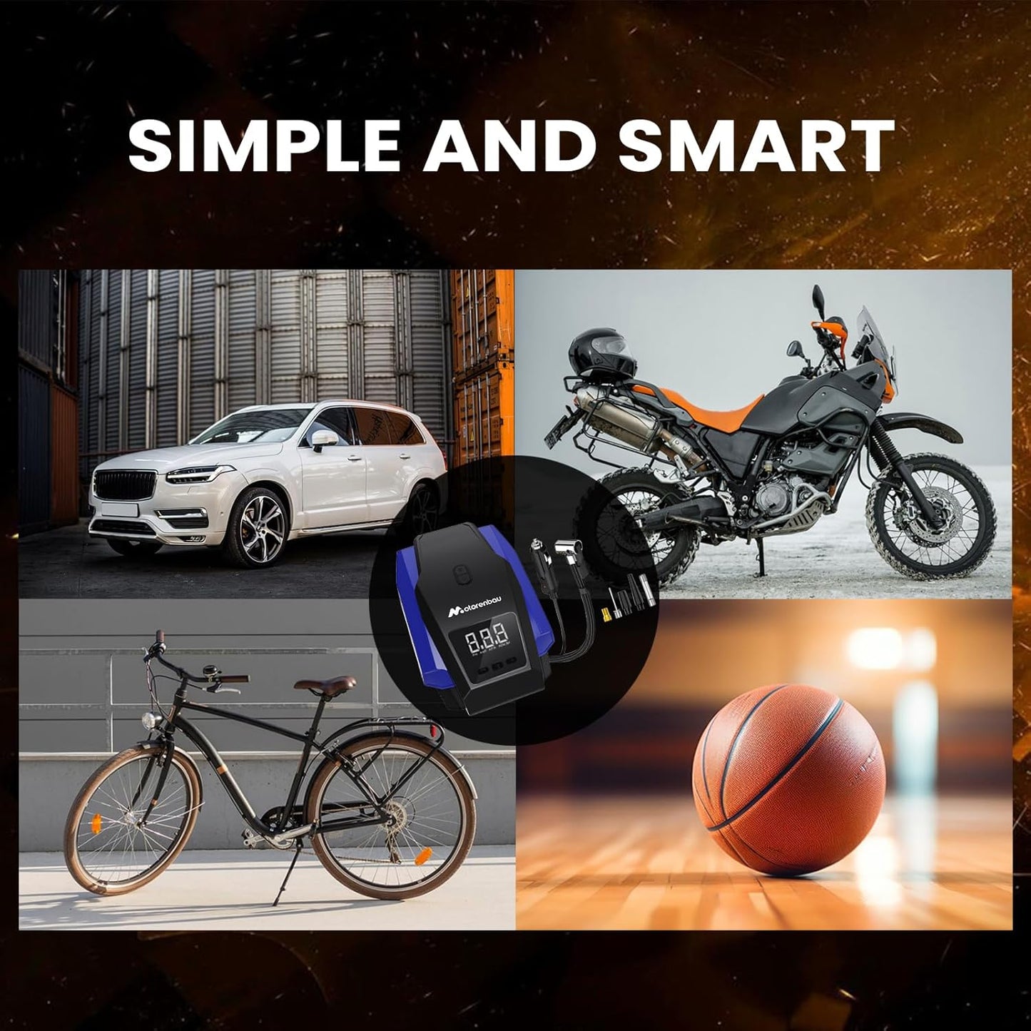 Portable Tire Inflator Air Compressor, Air Pump for Car Tires, 12V DC Auto Tire Pump, with LED Light Car Accessories Air Pressure Display for Cars, SUV,Basketballs,Bicycles,Balls(Blue)