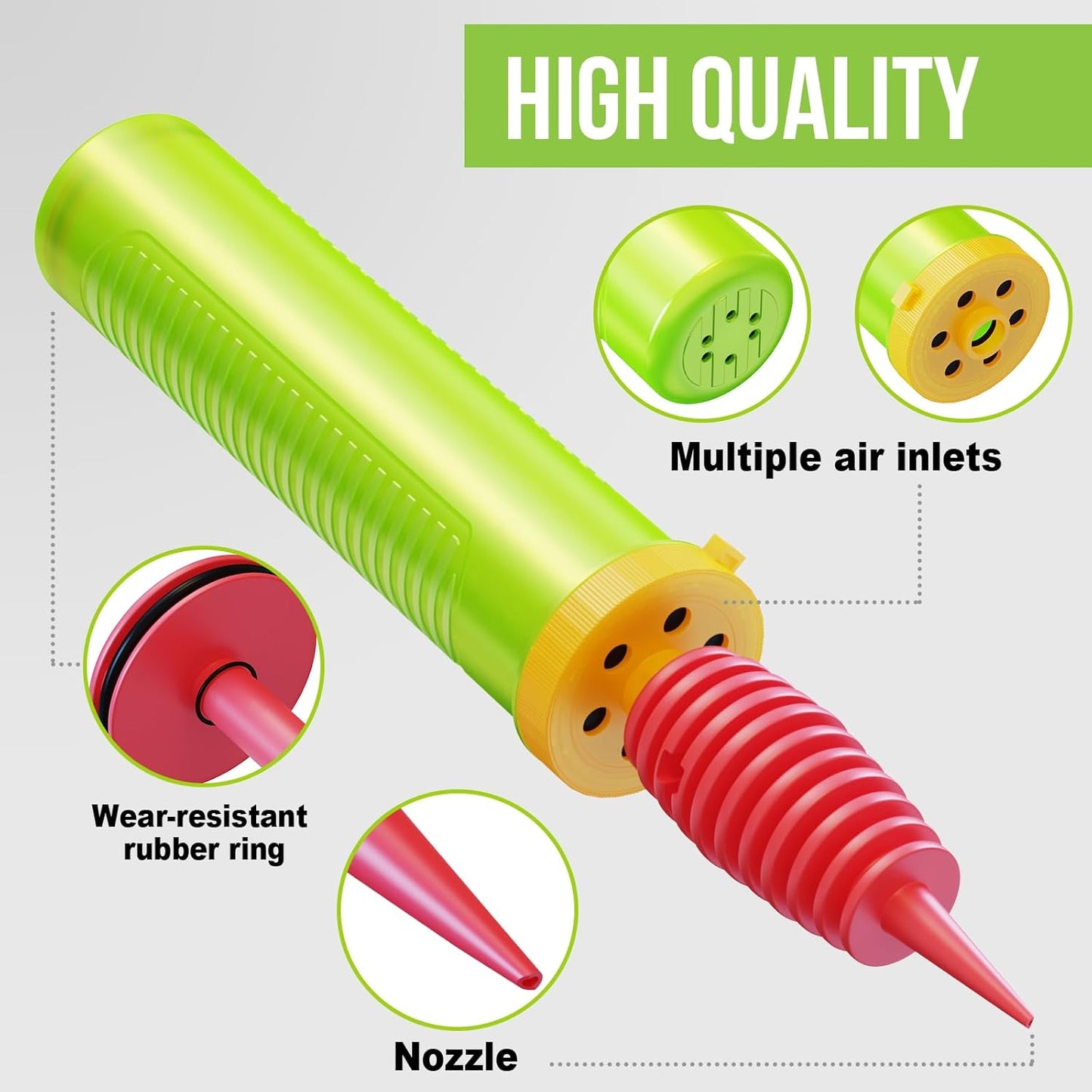 Balloon Pump Handheld Two-Way Dual Action,Air Pump Portable Manual Balloon Inflator Pump,Double Action Balloon Pump,Hand Blower Air Pumper for Balloons,Inflatable Cushions Toys,Gifts,Green