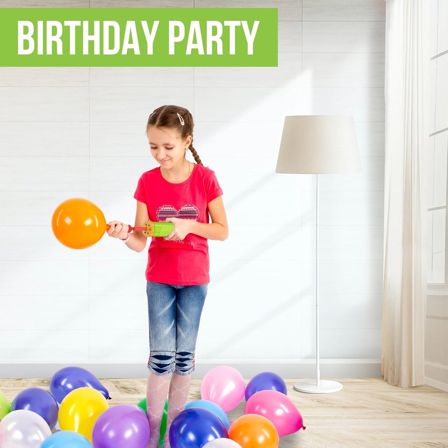 Balloon Pump Handheld Two-Way Dual Action,Air Pump Portable Manual Balloon Inflator Pump,Double Action Balloon Pump,Hand Blower Air Pumper for Balloons,Inflatable Cushions Toys,Gifts,Green