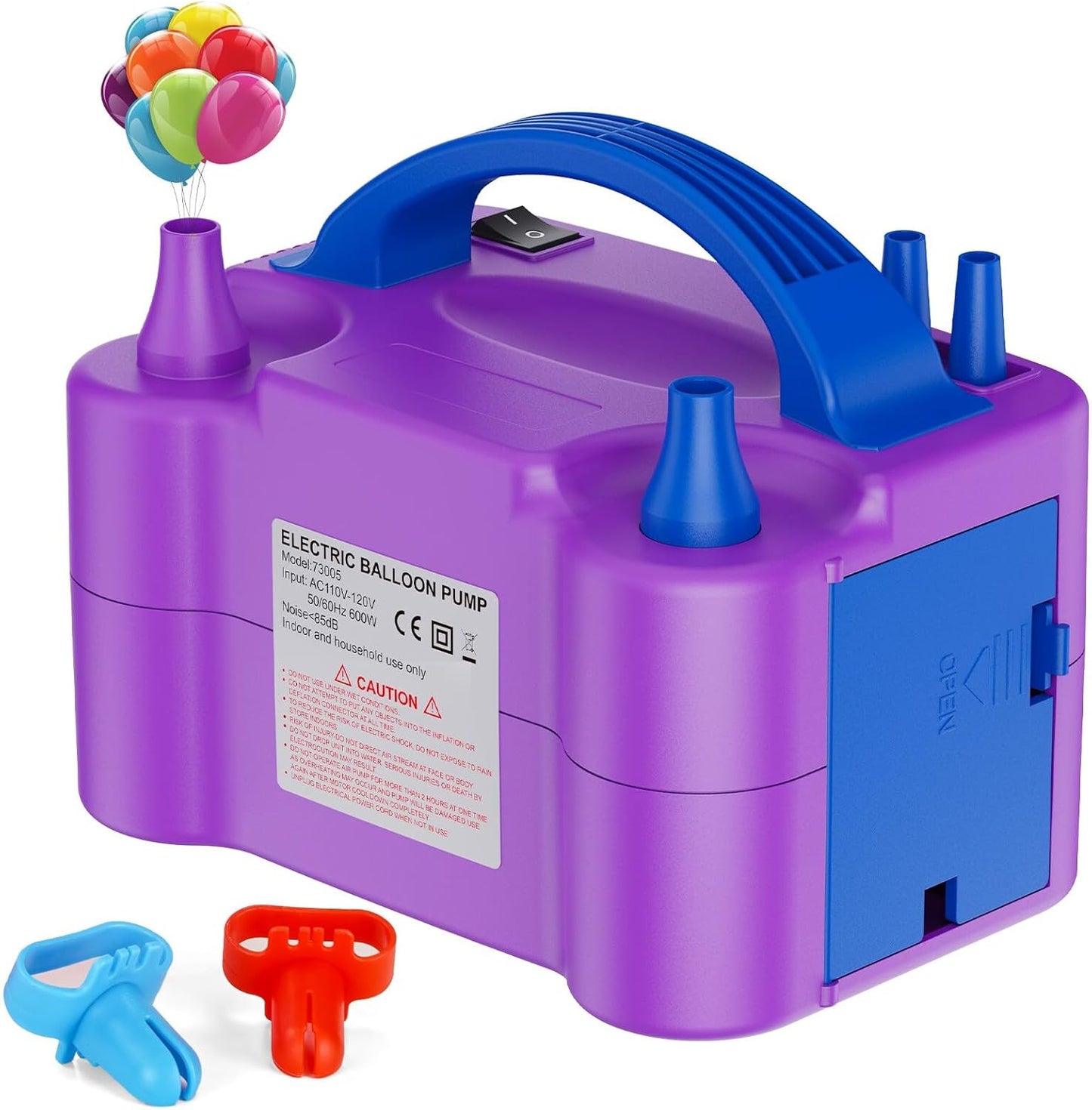 Electric Air Balloon Pump, Portable Dual Nozzle Electric Balloon Inflator for Party Decoration, 110V 600W Balloon Blower Pump Inflation -purple