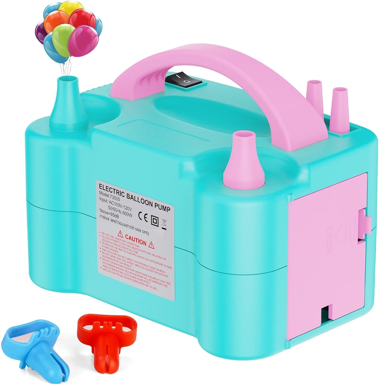 Electric Balloon Pump, Portable Dual Nozzle Electric Balloon Air Inflator for Party Decoration, 110V 600W Balloon Blower Pump Inflation-Blue