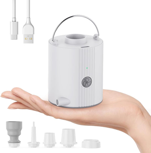 Mini Air Pump for Inflatables Portable Air Mattress Pump with 1600mAh Battery USB Rechargeable to Inflate Deflate for Air Bed, Pool Floats, Vacuum Storage Bags, Swimming Ring, Camping Gear