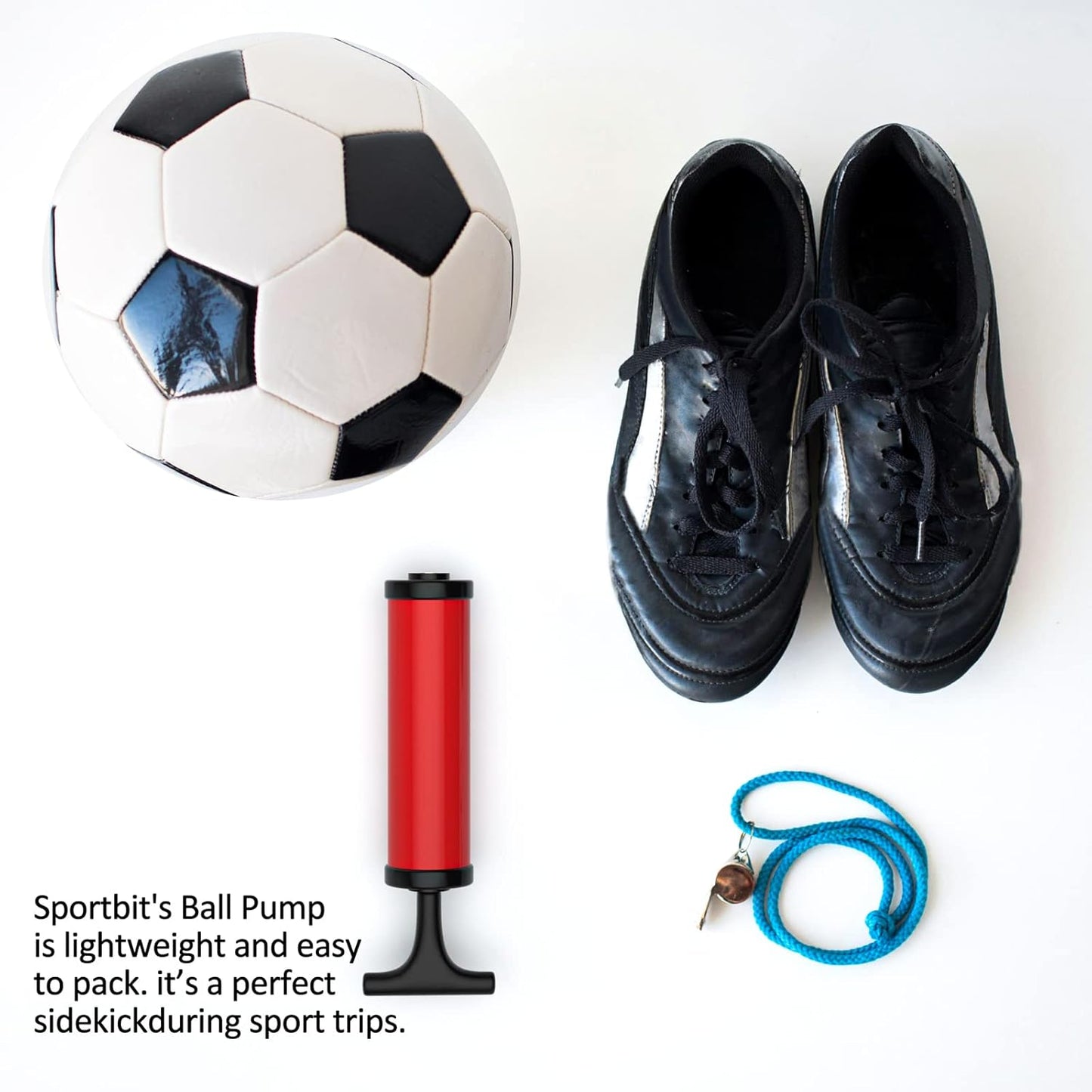Ball Pump, Sports Ball Pump with 5 Needles, Nozzle, Extension Hose, Push & Pull Inflator System, Perfect for Volleyball, Basketball, Football, Soccer, Water Polo, Swim Inflatables -RED