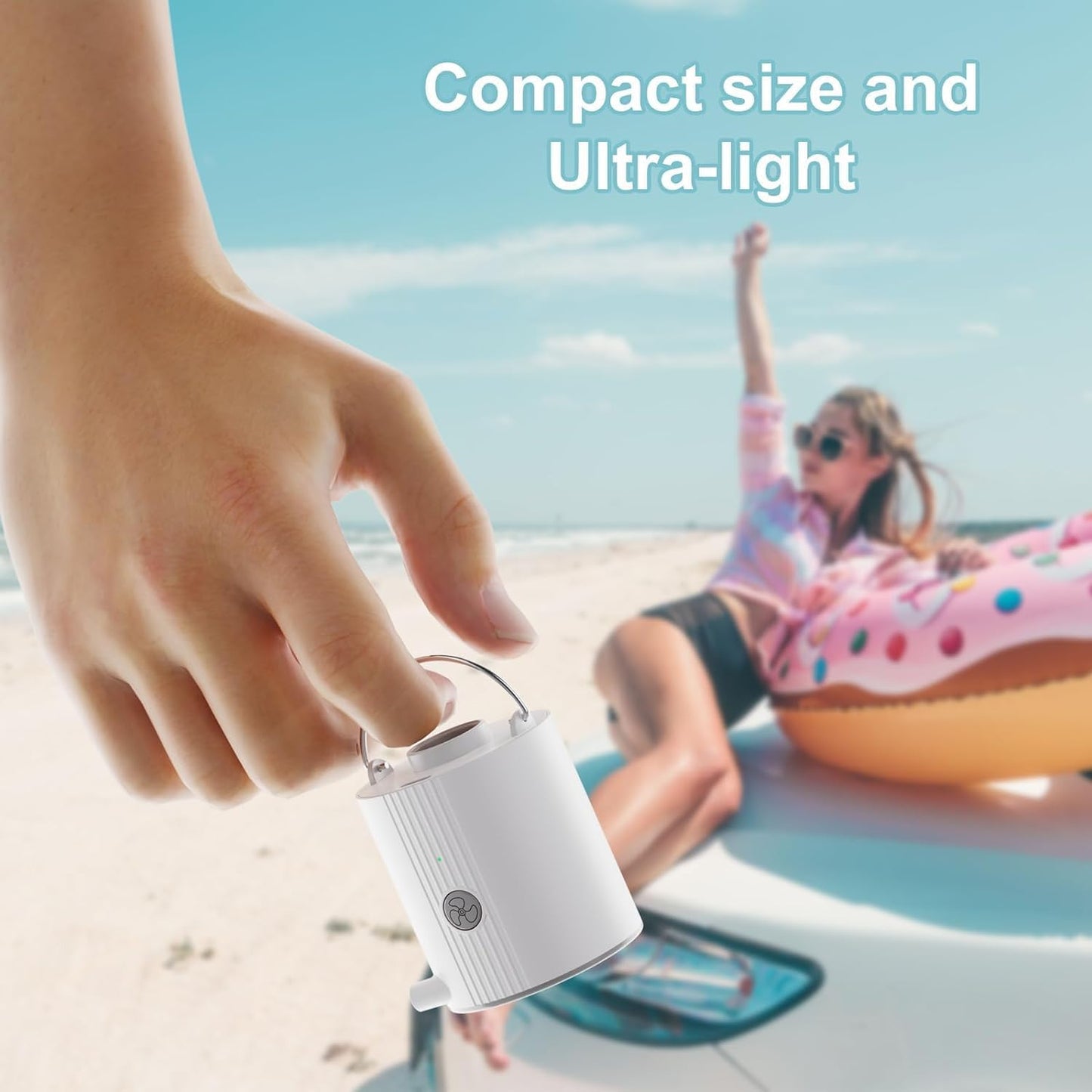 Mini Air Pump for Inflatables Portable Air Mattress Pump with 1600mAh Battery USB Rechargeable to Inflate Deflate for Air Bed, Pool Floats, Vacuum Storage Bags, Swimming Ring, Camping Gear