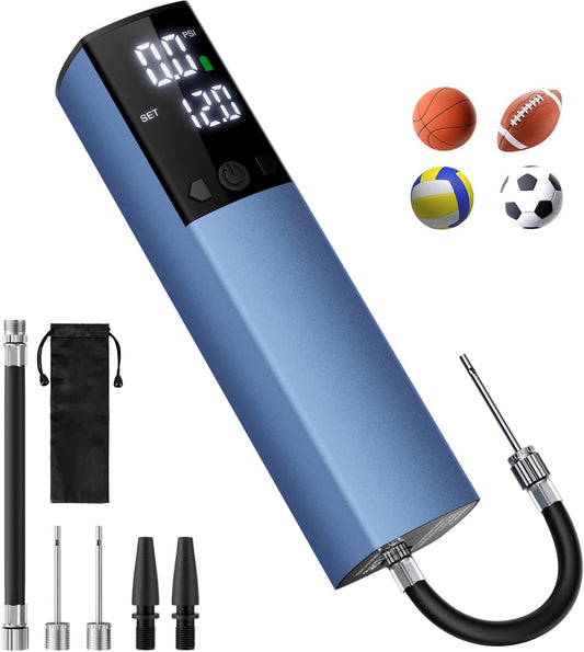 Electric Ball Pump,Smart Air Pump Portable Fast Inflation Accurate Pressure Gauge and Digital LCD Display for All Sport Balls Basketball Football Soccer Volleyball (2Pin & 2Nozzle & 1Spout)