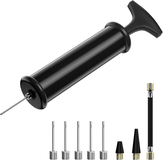 Ball Pump,Sports Ball Pump with 5 Needles, Nozzle,Extension Hose,Carry Bag,Push & Pull Inflator System,Perfect for Volleyball,Basketball,Football,Soccer,Swim Inflatables,Water Polo-black