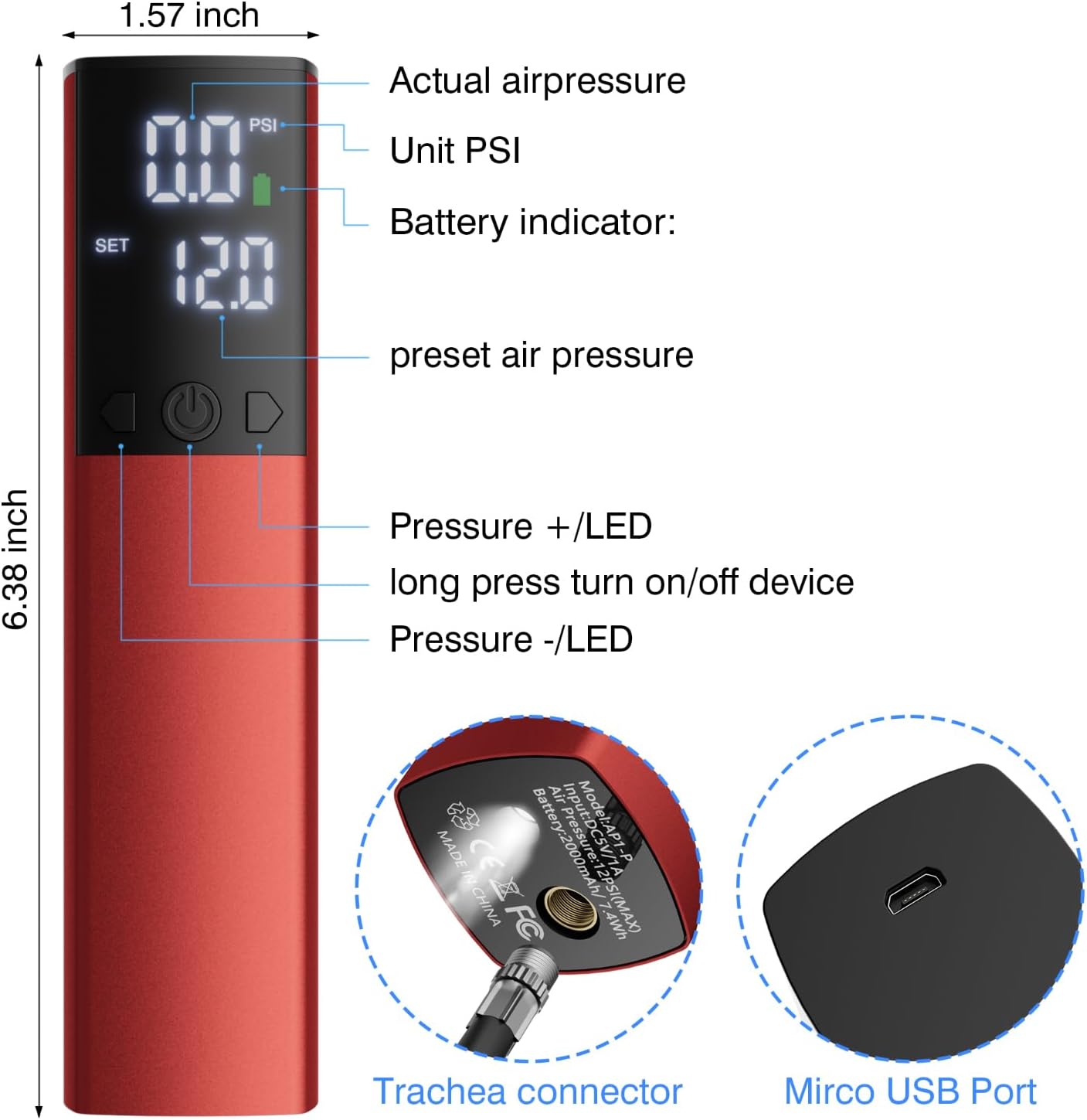 Electric Ball Pump,Smart Air Pump Portable Fast Inflation Accurate Pressure Gauge and Digital LCD Display for All Sport Balls Basketball Football Soccer Volleyball (2Pin & 2Nozzle & 1Spout)