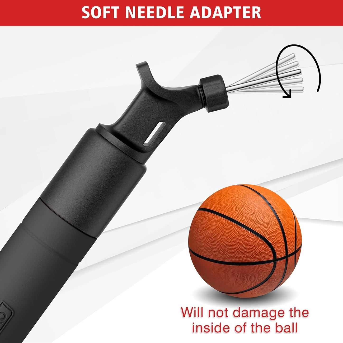 Ball Pump,Air Ball Pump Sports Ball Pump with 5 Needles,Air Pump,Nozzle, Push & Pull Inflator System, Perfect for Volleyball, Basketball, Football, Soccer, Water Polo,Swim Inflatables