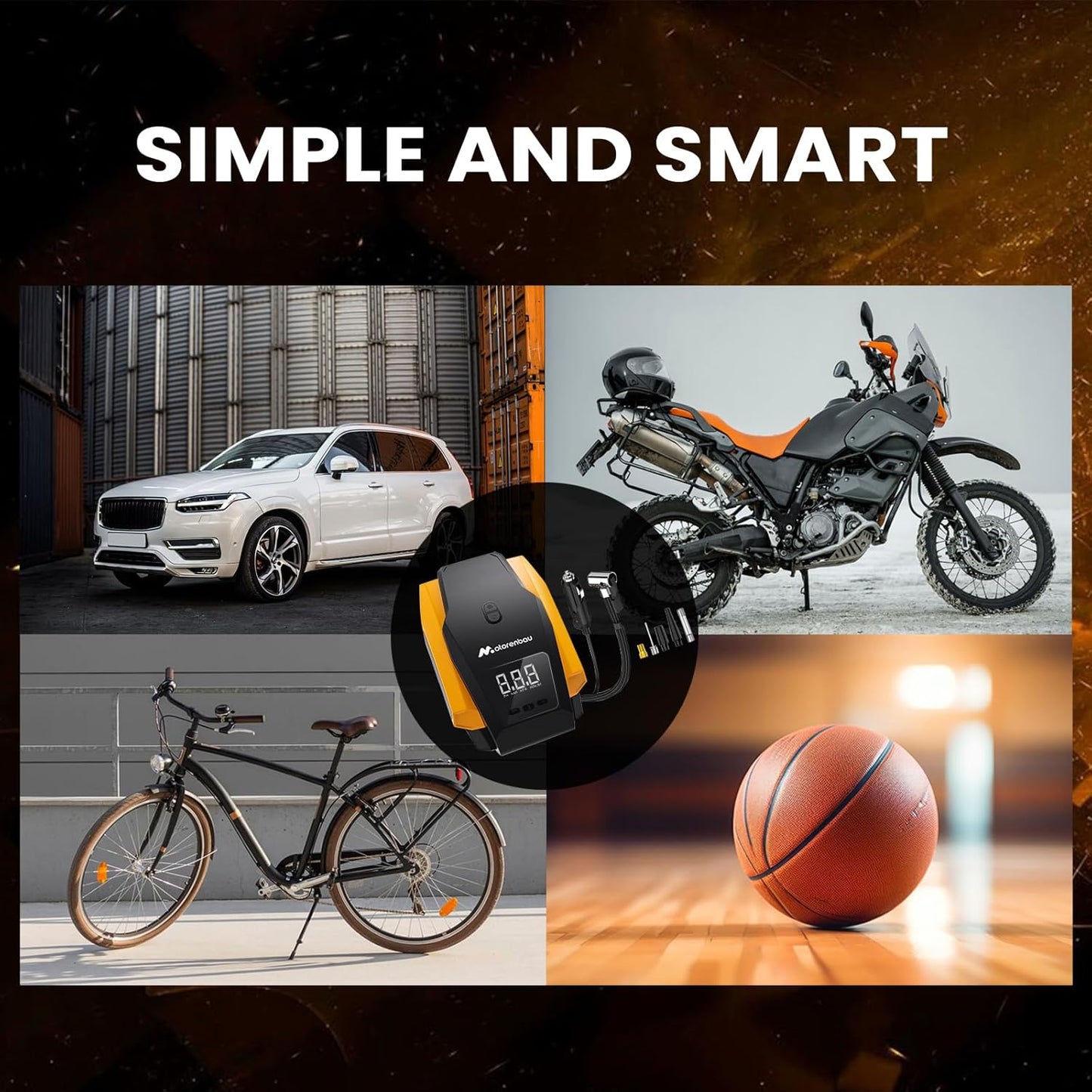 Portable Tire Inflator Air Compressor 150PSI 12V DC Auto Tire Pump,with LED Light Car Accessories Air Pressure Display for Car, SUV,basketballs,bicycles,swimming rings