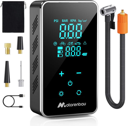 Tire Inflator Portable Air Compressor 150PSI Bike Pump,Electric Car Tire Pump,Portable Tire Inflator-Air Pump for Car Tire,SUV,Motorcycle,Bike,Ballwith Gauge,Touch Screen