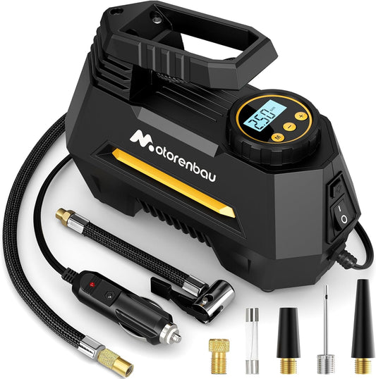 Tire Inflator Portable Air Compressor,150PSI Tire Air Pump for Car Tires,12V DC Auto Tire Pump with LED Emergency Light,Digital Pressure Gauge for Car, SUV, bicycles, basketballs,swim ring