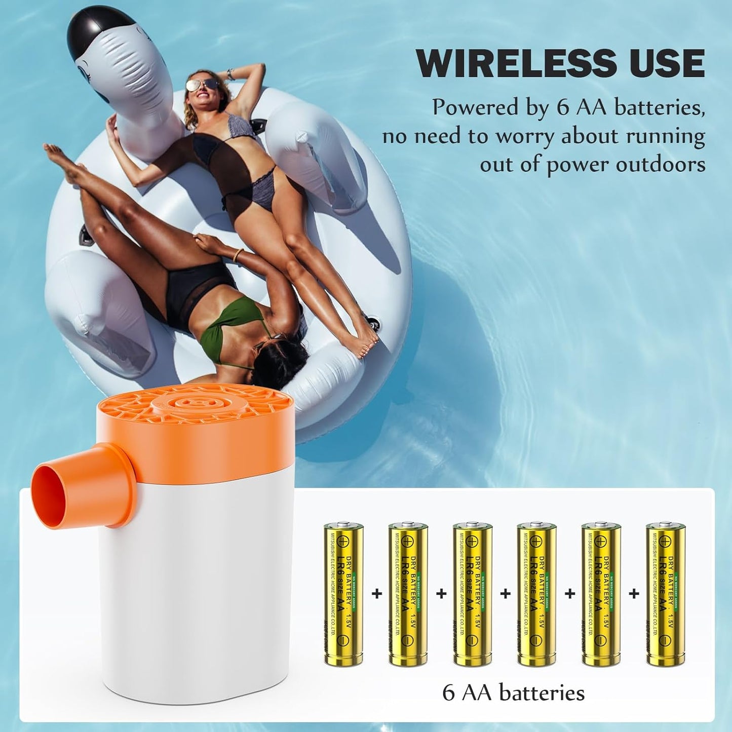 Mini Air Pump Ultra Air Mattress Pump AA Battery Powered Electric Pumps Small Air Pump for Inflatables to Inflate Deflate for Air Bed,Pool Floats,Vacuum Storage Bags,Air Mattress,Swim Ring