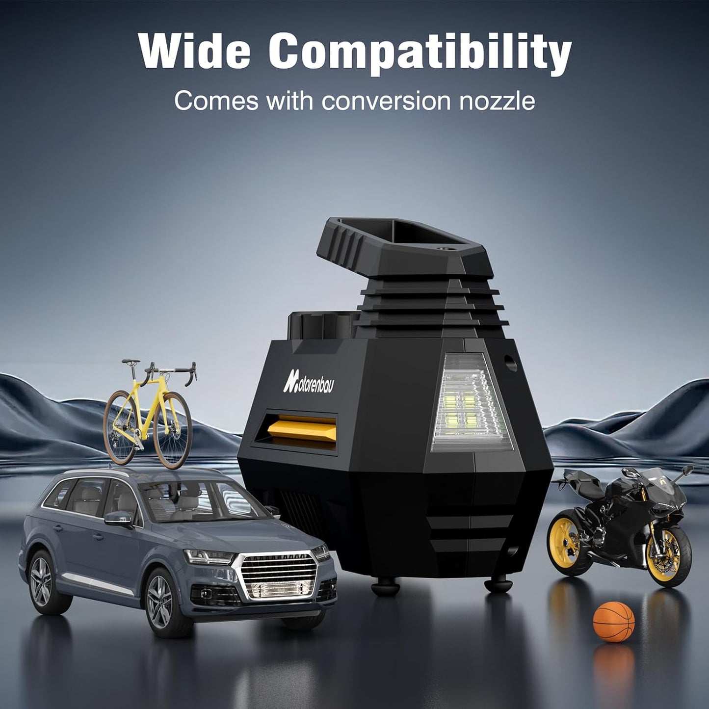 Tire Inflator Portable Air Compressor,150PSI Tire Air Pump for Car Tires,12V DC Auto Tire Pump with LED Emergency Light,Digital Pressure Gauge for Car, SUV, bicycles, basketballs,swim ring