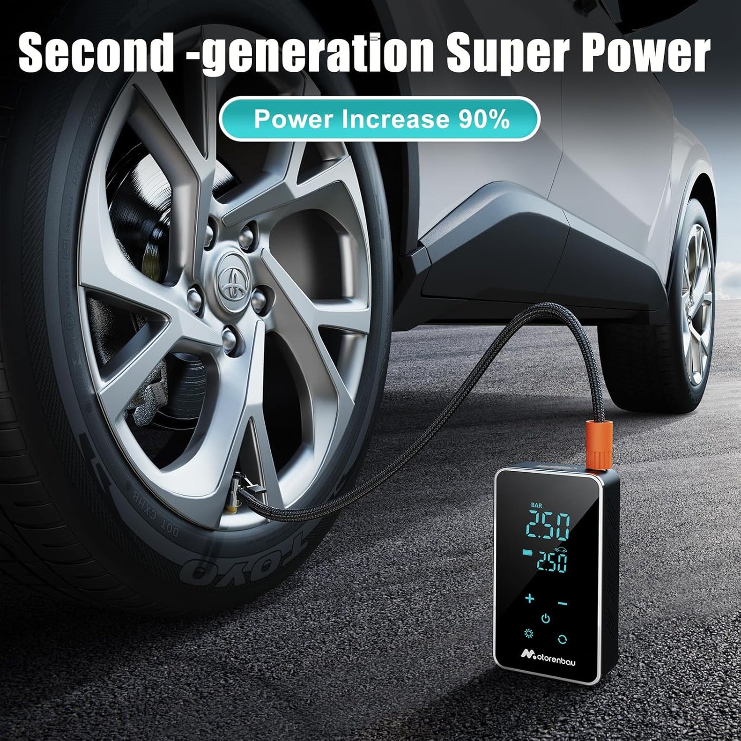 Tire Inflator Portable Air Compressor 150PSI Bike Pump,Electric Car Tire Pump,Portable Tire Inflator-Air Pump for Car Tire,SUV,Motorcycle,Bike,Ballwith Gauge,Touch Screen